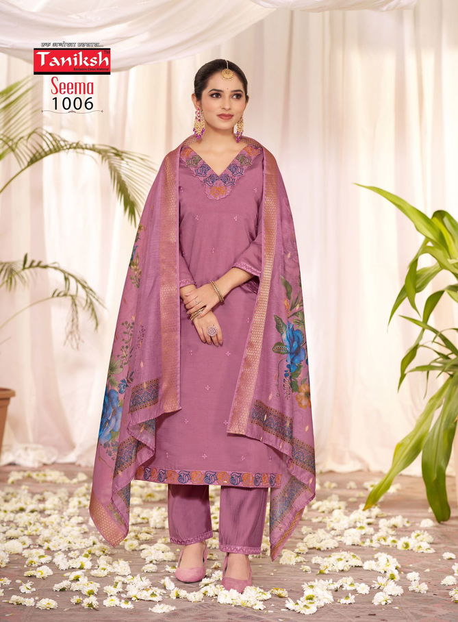 Seema Vol 1 By Taniksh Roman Silk Designer Kurti With Bottom Dupatta Wholesale Market In Surat
